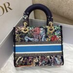 Dior Lady D-Lite Medium Bag Replica in Blue D-Constellation Embroidery - Image 3