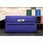 Electric blue 1:1 replica Hermes Kelly Longue wallet
