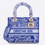 Dior Lady D-Lite Medium Bag Fake in Fluorescent Blue Toile de Jouy Reverse Embroidery