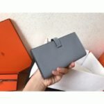 Blue Lin Epsom Fake Hermes Bearn Wallet - Image 6