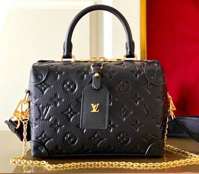 276497EA-72FE-9CD2-3398-D09A589A1E0F.jpg Louis Vuitton Monogram Empreinte Petite Malle Souple Handbag In Black - Image 1
