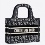 Dior Mini Book Tote Bag Imitation in Blue Velvet Oblique Embroidered