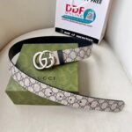 WIDE LEATHER BELT WITH DOUBLE G BUCKLE - Image 4