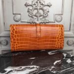 Orange crocodile leather knockoff Hermes Jige Elan clutch bag - Image 6