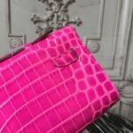 Rose Red Crocodile Replica Hermes Kelly Cut Clutch Elegant Accent Bag - Image 4