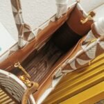 Prada Symbole Small Bag Knockoff in White/Brown Jacquard Fabric - Image 9