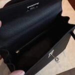 Black Epsom Fake Hermes Kelly 25cm Sellier Structured Purse - Image 5