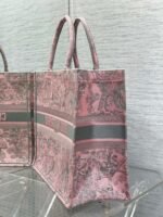 Dior Large Book Tote Bag Fake in Pink and Gray Toile de Jouy Sauvage Embroidery - Image 5
