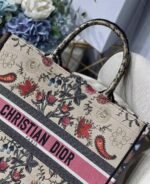 Dior Large Book Tote Bag Fake in Multicolor Dior Flowers Embroidery - Image 2
