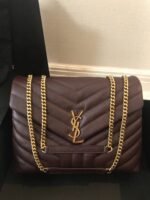 Fake Designer Saint Laurent LouLou Medium Chain Bag Burgundy - Image 4