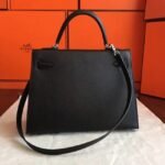 Black Epsom Replica Hermes Kelly 32cm Sellier Structured Bag - Image 7