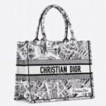 Dior Large Book Tote Bag Knockoff in White Plan de Paris Embroidery