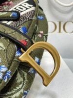 Dior Saddle Bag Knockoff in Green Multicolor Dior Petites Fleurs Embroidery - Image 4