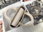 Dior Lady D-Lite Medium Bag Knockoff in Pink   White Houndstooth Embroidery - Image 6