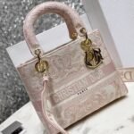 Dior Lady D-Lite Medium Bag Replica in Pink Toile de Jouy Embroidery - Image 7