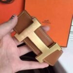 Top-quality fake Hermes Kits belt featuring Constance buckle in brown epsom - Image 2