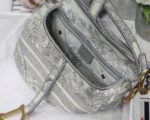 Dior Saddle Bag Fake in Grey Toile de Jouy Embroidery - Image 8