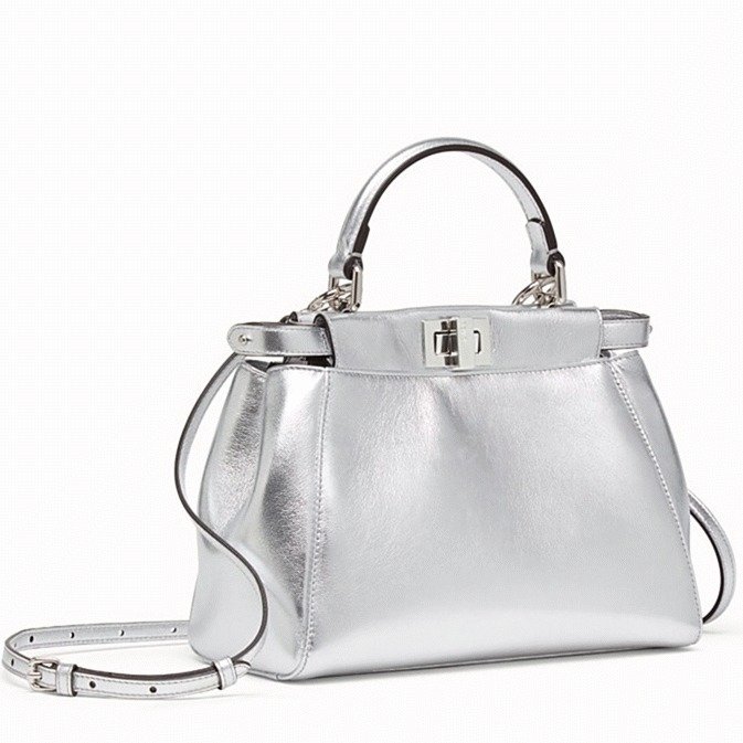 2B556C57-5B2F-A734-13DA-F491A276F330.jpg Top Quality Fake Fendi Peekaboo Mini Bag In Silver Metallic Lambskin - Image 1
