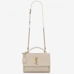 Knockoff Saint Laurent Sunset Medium Top Handle Bag White Calfskin