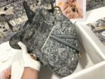 Dior Saddle Bag Faux in Grey Toile de Jouy Reverse Jacquard - Image 9