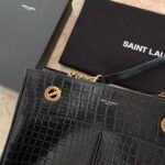 YSL Saint Laurent classic reproduction crocodile pattern shopping bag with detachable chain, bronze metal chain - Image 6