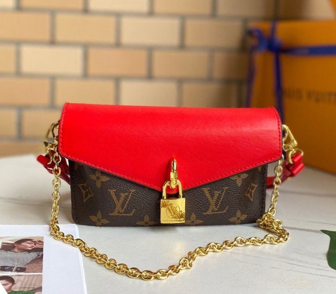 2C550029-C350-E0B8-2805-313B09C9D12A.jpg Louis Vuitton Monogram Canvas Padlock On Strap Bag In Red - Image 1