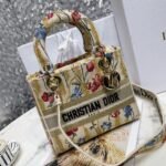 Dior Lady D-Lite Medium Bag Replica in Hibiscus Metallic Thread Embroidery - Image 2