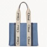 Top Quality Knockoff Chloe Medium Woody Tote Bag in Deadstock Denim