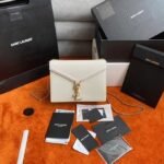 Fake Saint Laurent Cassandra Medium Chain Bag White - Image 5