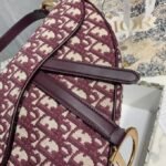 Dior Saddle Bag Faux in Burgundy Dior Oblique Jacquard - Image 4