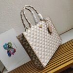 Prada Symbole Large Bag Knockoff in Beige/White Jacquard Fabric - Image 5