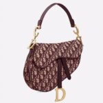 Dior Saddle Bag Faux in Burgundy Dior Oblique Jacquard