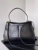 Knockoff Balenciaga Rodeo Large Bag Black Crocodile Embossed Calfskin - Image 6