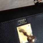 Black Epsom Fake Hermes Kelly Sellier 28cm Stylish Handbag - Image 4