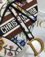 Dior Saddle Bag Fake in White Multicolor Dior Petites Fleurs Embroidery - Image 5