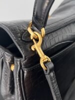 Knockoff Balenciaga Rodeo Mini Bag Black Crocodile Embossed Calfskin - Image 4