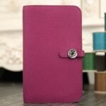 Purple knockoff designer Hermes Dogon combine wallet