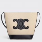 Top Quality Fake Celine Small Bucket Cuir Triomphe In White Textile