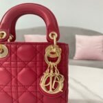 Dior Lady Dior Micro Bag Replica in Red Cannage Lambskin - Image 4
