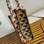 Prada Symbole Small Bag Knockoff in White/Brown Jacquard Fabric - Image 5