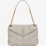 Saint Laurent Puffer Medium Chain Bag White Lambskin