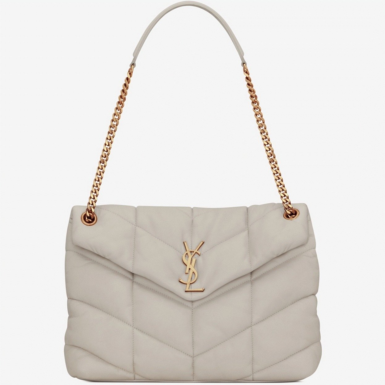 2F14413D-C27A-D291-75B2-E84829DDAC57.jpg Saint Laurent Puffer Medium Chain Bag White Lambskin - Image 1