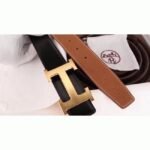 Fake Hermes H-shaped belt buckle in brown - Image 4