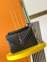 Fake Saint Laurent College Medium Chain Bag Black - Image 7