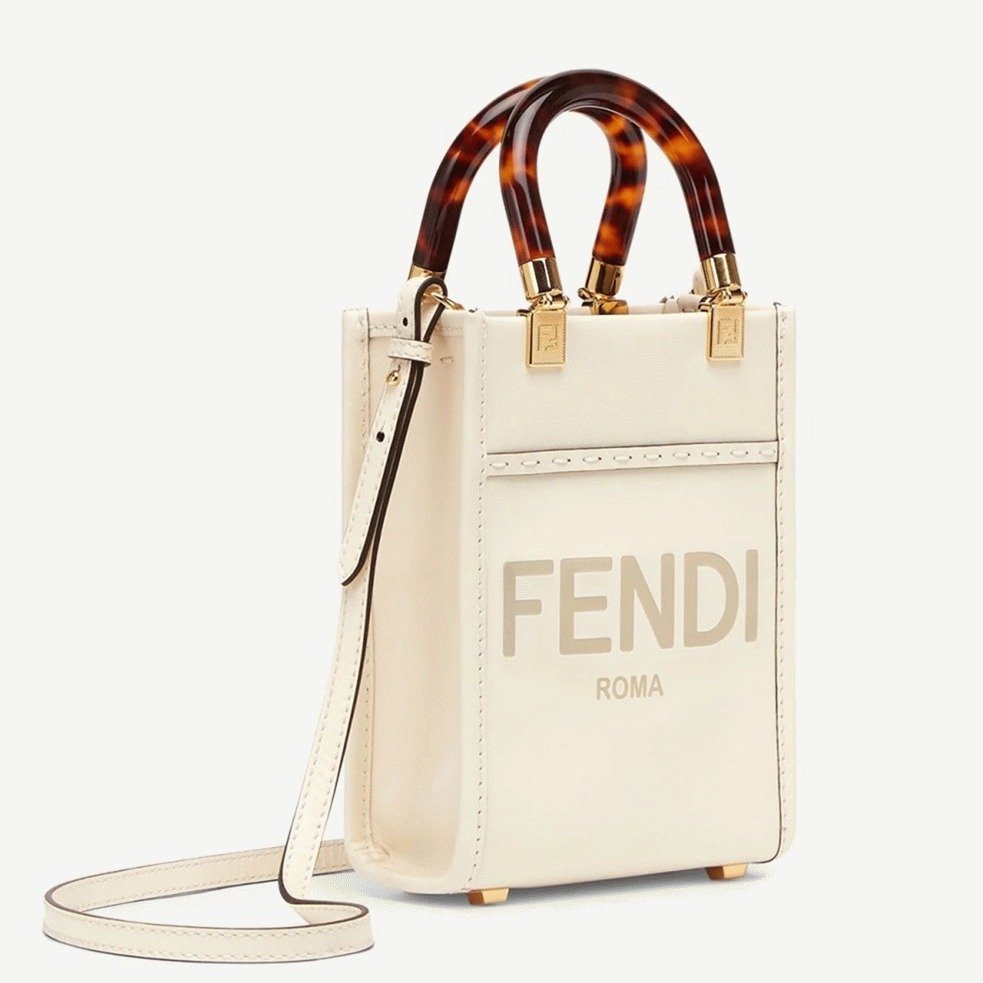 2F36919F-5EBE-B61E-77FF-8939CD13451E.jpg Top Quality Replica Fendi Mini Sunshine Shopper Bag In White Leather - Image 1