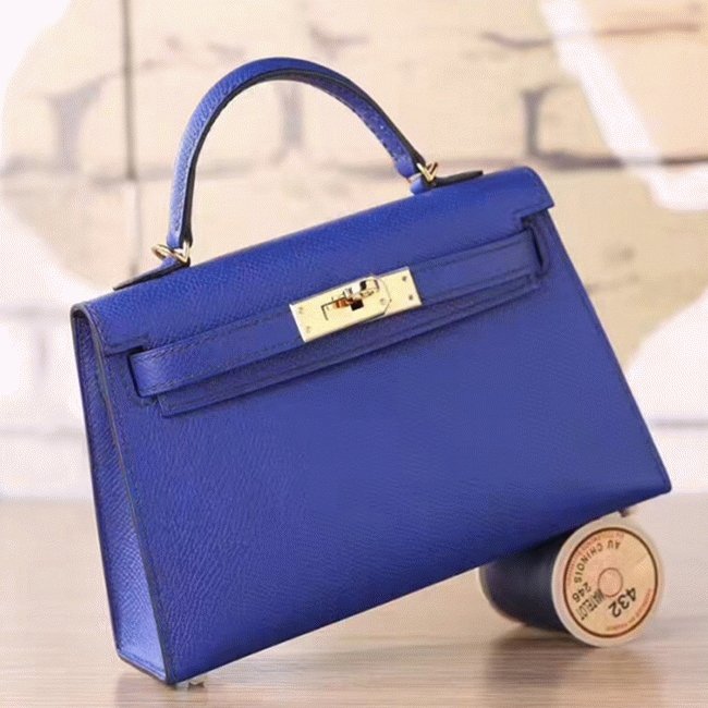 2F73B85A-A6AA-A071-FACA-0BCFCE97AABC.jpg Electric Blue Epsom Fake Hermes Kelly 20cm Statement Bag - Image 1
