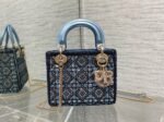 Dior Lady Dior Mini Chain Bag Replica in Satin with Blue Bead Embroidery - Image 4