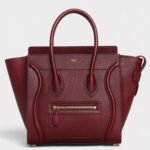 Celine Micro Luggage Tote Bag Knockoff in Dark Red