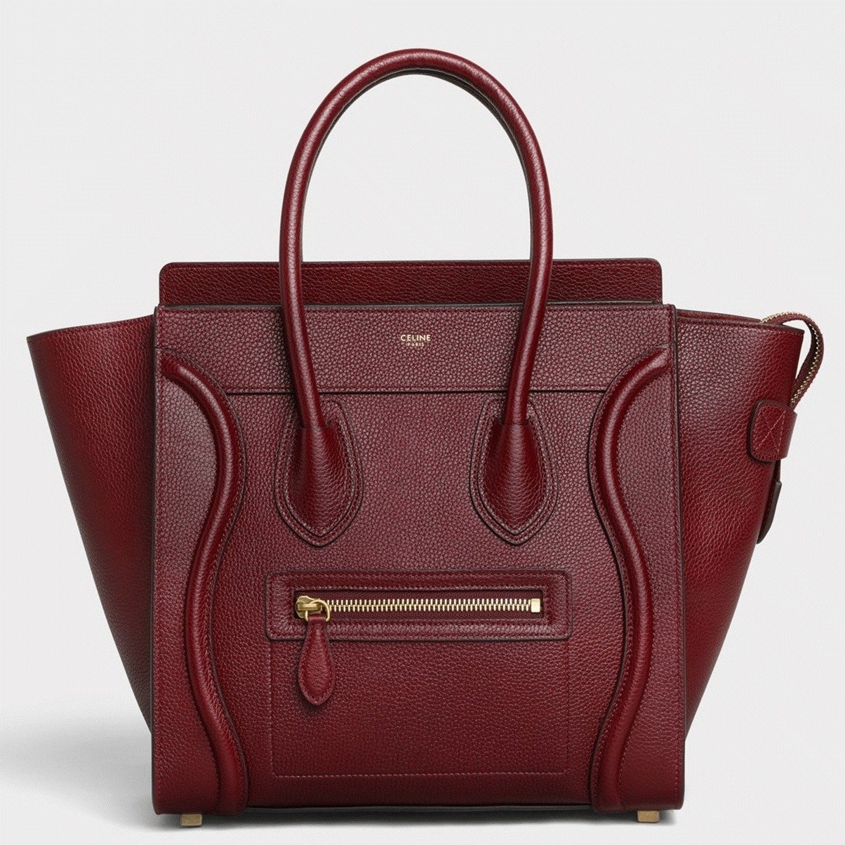 2FE69C56-1638-06C1-0E58-2B37D361517E.jpg Celine Micro Luggage Tote Bag Knockoff in Dark Red - Image 1