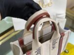 Top Quality Replica Chloe Small Woody Tote Bag in Canvas with Camel Leather Strips - Image 2